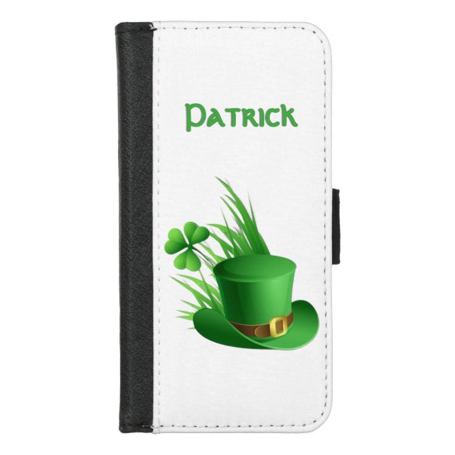  Irish Touch Leprechaun Clove Hat Grass Personal iPhone Wallet Case (Front)