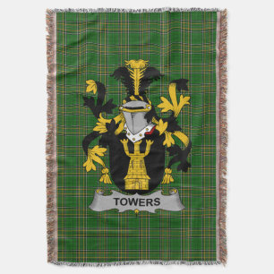 Irish Towers Coat of Arms Family Crest Ireland Throw Blanket