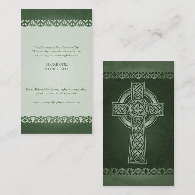 Irish Traditional Celtic Cross Wedding Enclosure Card (Front/Back)