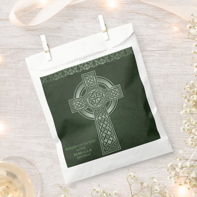Irish Traditional Celtic Cross Wedding Favor Bag (Clipped)