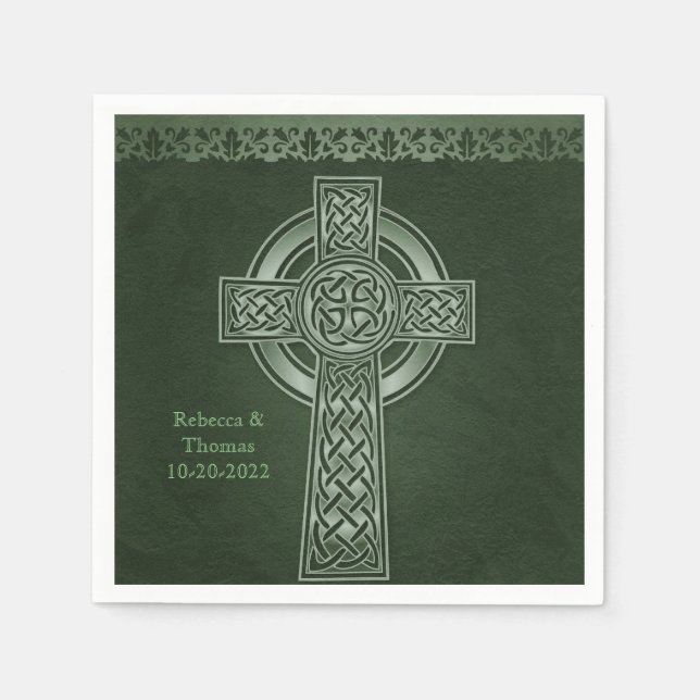 Irish Traditional Celtic Cross Wedding Napkins (Front)