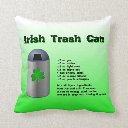 Irish Trash Can Drink Recipe Pillows | Zazzle