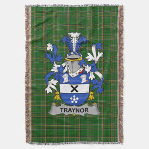 Irish Traynor or Trainer Coat of Arms Family Cres Throw Blanket