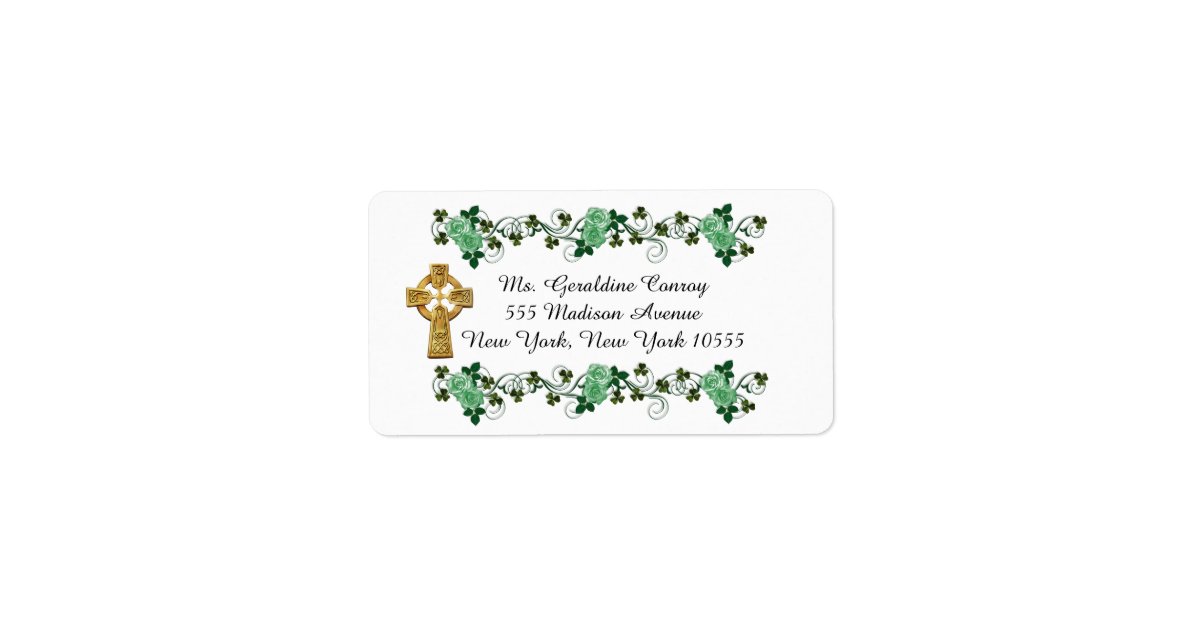Irish trellis address labels Celtic cross Zazzle