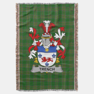 Irish Trench Coat of Arms Family Crest Ireland Throw Blanket