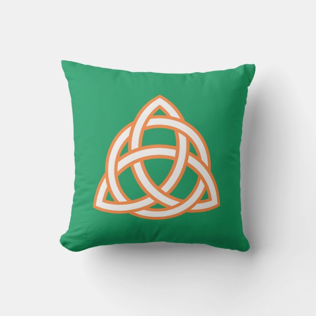 Irish Trinity Knot Triquetra Celtic Patricks Day Throw Pillow (Front)