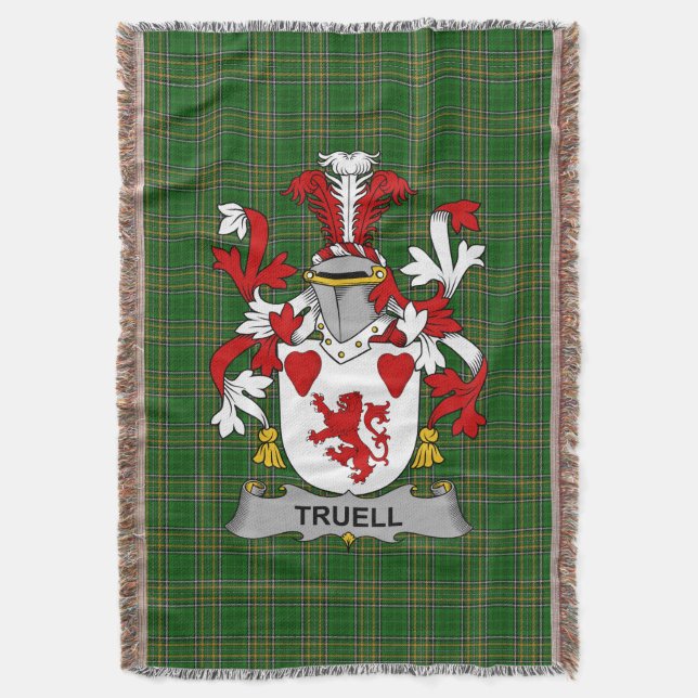  Irish Truell Coat of Arms Family Crest Ireland Throw Blanket (Front Vertical)