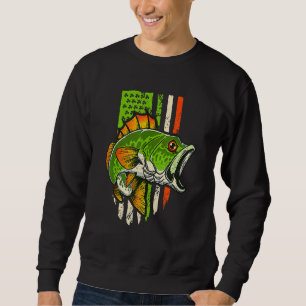 Irish US American Flag Fishing Fish St Patricks Da Sweatshirt