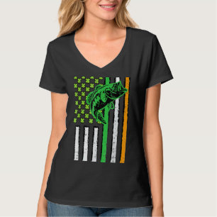 Irish Us American Flag Fishing Fish St Patricks Da T-Shirt