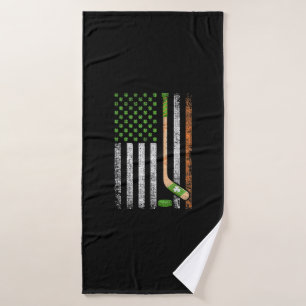 Irish USA Flag Leprechaun Lucky Hockey St. Patrick Bath Towel