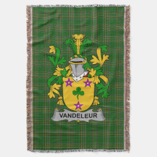 Irish Vandeleur Coat of Arms Family Crest Ireland Throw Blanket