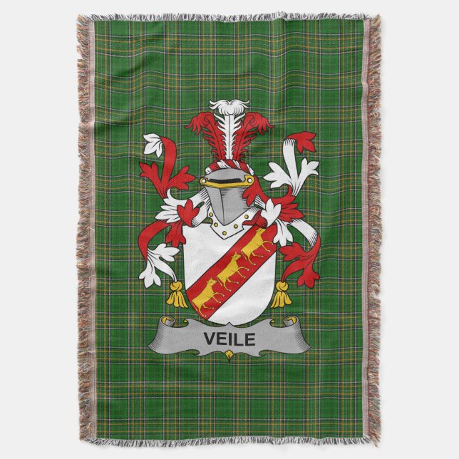  Irish Veile or Veale Coat of Arms Family Crest Ir Throw Blanket (Front Vertical)