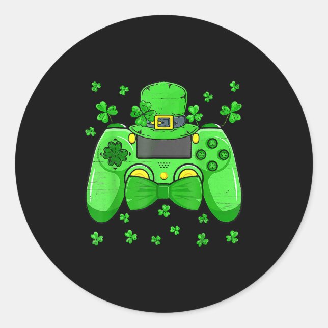 Irish Video Game Controller Bow Tie St Patricks Da Classic Round Sticker (Front)