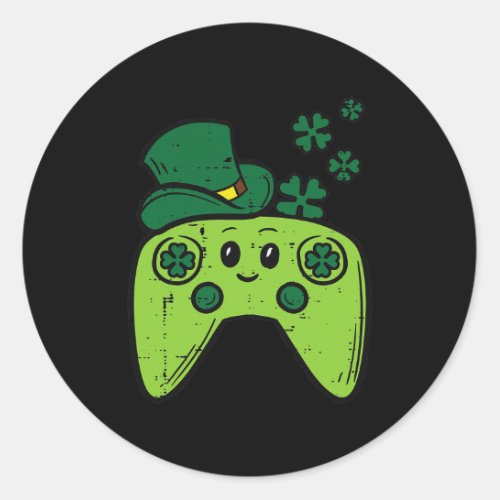 Irish Video Game Controller St Patrick Day Gamer Classic Round Sticker