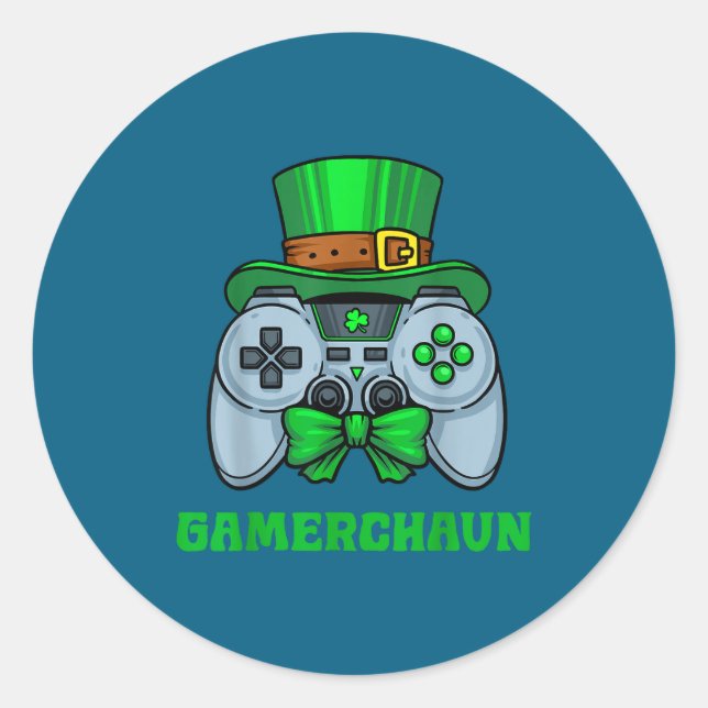 Irish Video Game Controller St Patrick's Day Gamer Classic Round Sticker (Front)