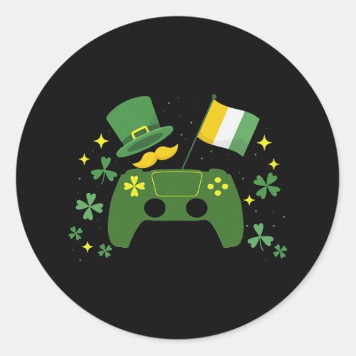 Irish Video Game Controller St Patricks Day Gamer Classic Round Sticker