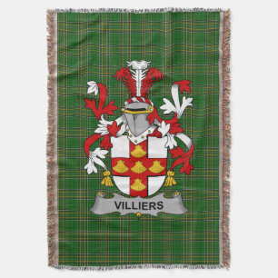 Irish Villiers Coat of Arms Family Crest Ireland Throw Blanket