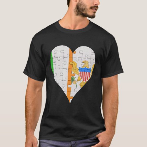 Irish Virgin Islander Flag Heart T_Shirt