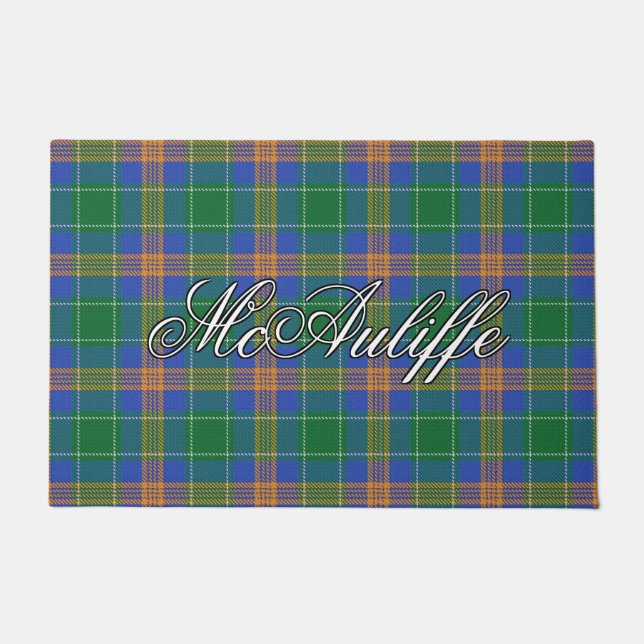 Irish Vista Clan MacAuliffe McAuliffe Tartan Plaid Doormat (Front)