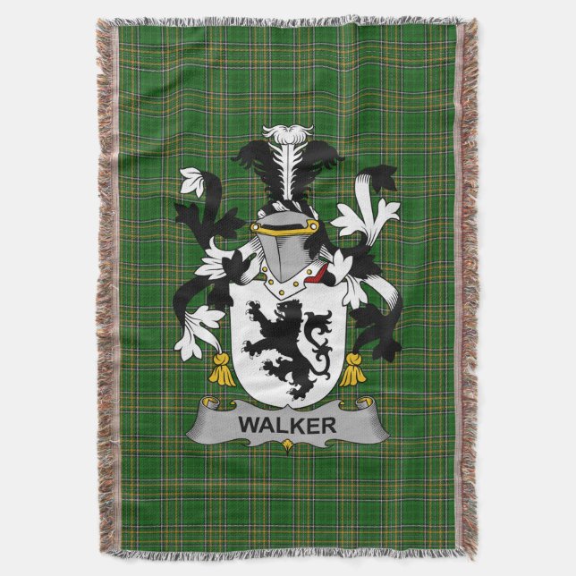  Irish Walker Coat of Arms Family Crest Ireland Throw Blanket (Front Vertical)