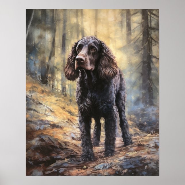 Irish Water Spaniel Dog Art Print Poster (Front)