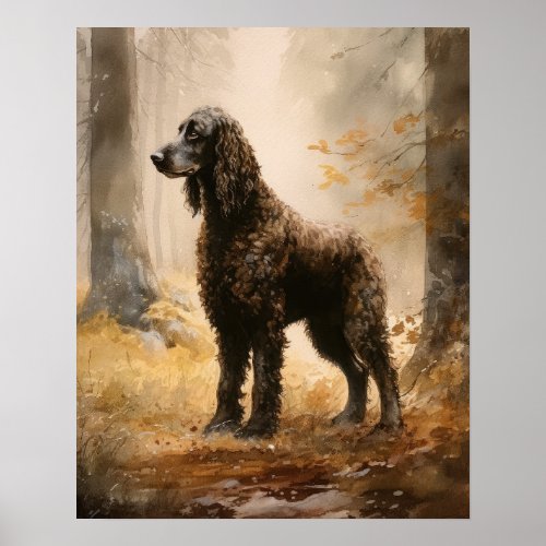 Irish Water Spaniel Dog Art Print Poster