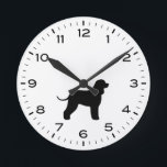 Irish Water Spaniel Dog Breed Silhouette Round Clock<br><div class="desc">A fun wall clock for the home or office. Makes an original gift for Irish Water Spaniel lovers. Check out Jenn’s Doodle World for even more decorative clocks and dog breed themed home decor.</div>
