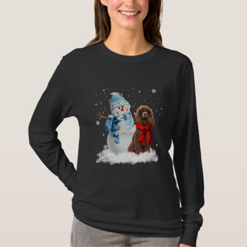 Irish Water Spaniel Dog Christmas Snowman T_Shirt