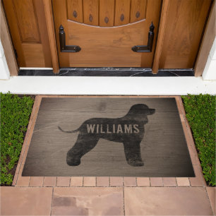 Irish Water Spaniel Dog Silhouette Personalized Doormat