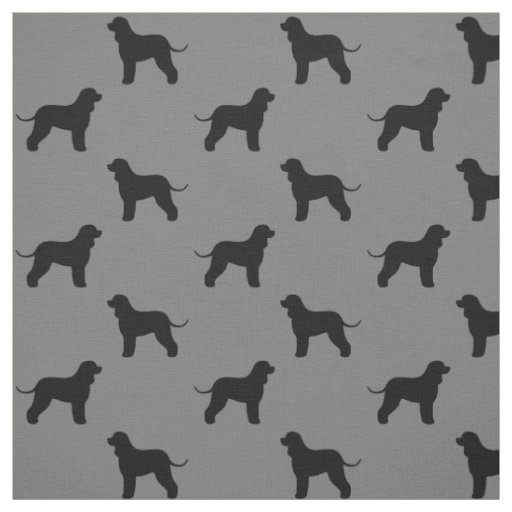 Irish Water Spaniel Dog Silhouettes Patterned Fabric