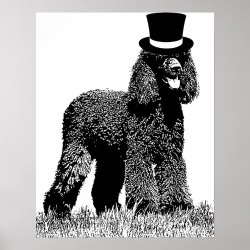 Irish Water Spaniel Dog Top Hat Abstract Art Poster