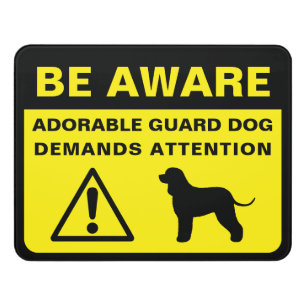 Irish Water Spaniel Funny Guard Dog Warning Door Sign