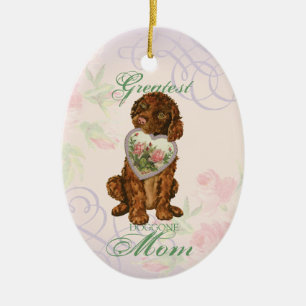 Irish Water Spaniel Heart Mom Ceramic Ornament