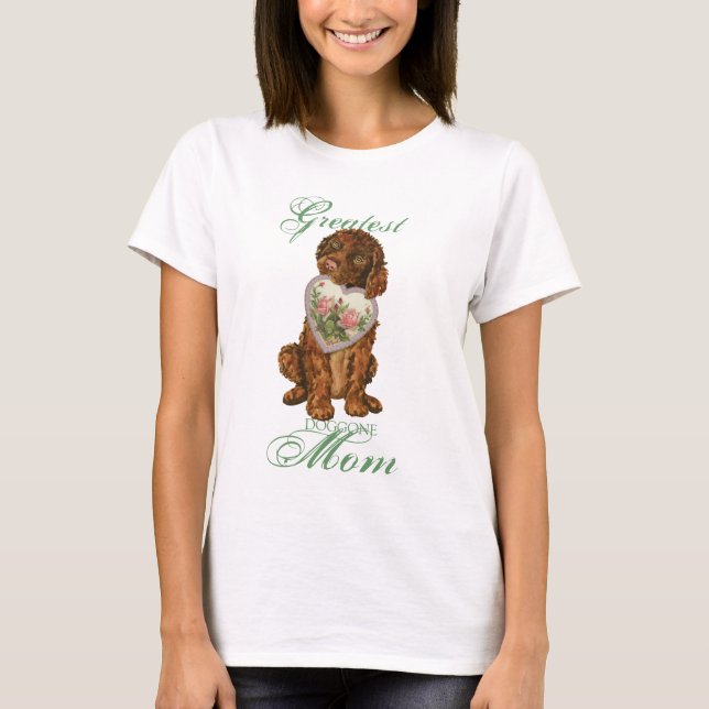 Irish Water Spaniel Heart Mom T-Shirt (Front)