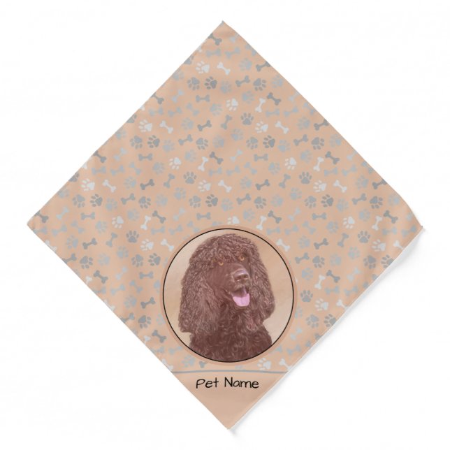 Irish Water Spaniel IWS Painting Original Dog Art Bandana (Front)