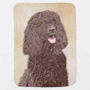 Irish Water Spaniel Painting - Original Dog Art Baby Blanket
