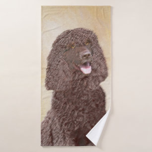 Irish Water Spaniel Painting - Original Dog Art Bath Towel Set