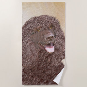 Irish Water Spaniel Painting - Original Dog Art Beach Towel