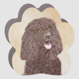 Irish Water Spaniel Painting - Original Dog Art Car Magnet