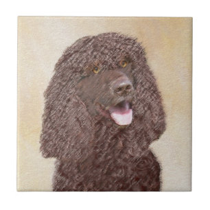 Irish Water Spaniel Painting - Original Dog Art Ceramic Tile