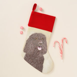 Irish Water Spaniel Painting - Original Dog Art Christmas Stocking