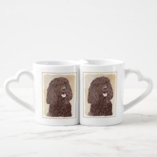 Irish Water Spaniel Painting - Original Dog Art Coffee Mug Set