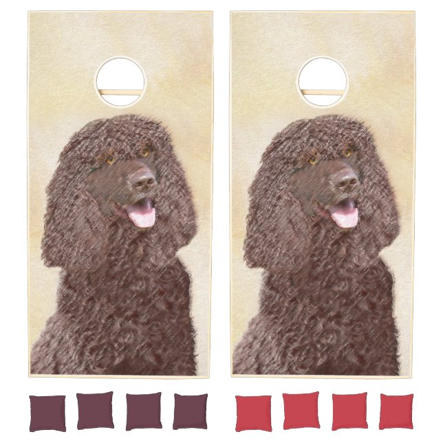 Irish Water Spaniel Painting - Original Dog Art Cornhole Set (Set)