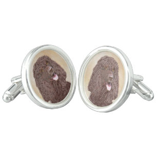 Irish Water Spaniel Painting - Original Dog Art Cufflinks
