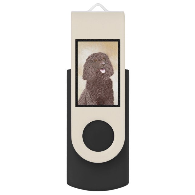 Irish Water Spaniel Painting - Original Dog Art Flash Drive (Back (Vertical))