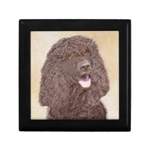 Irish Water Spaniel Painting - Original Dog Art Gift Box