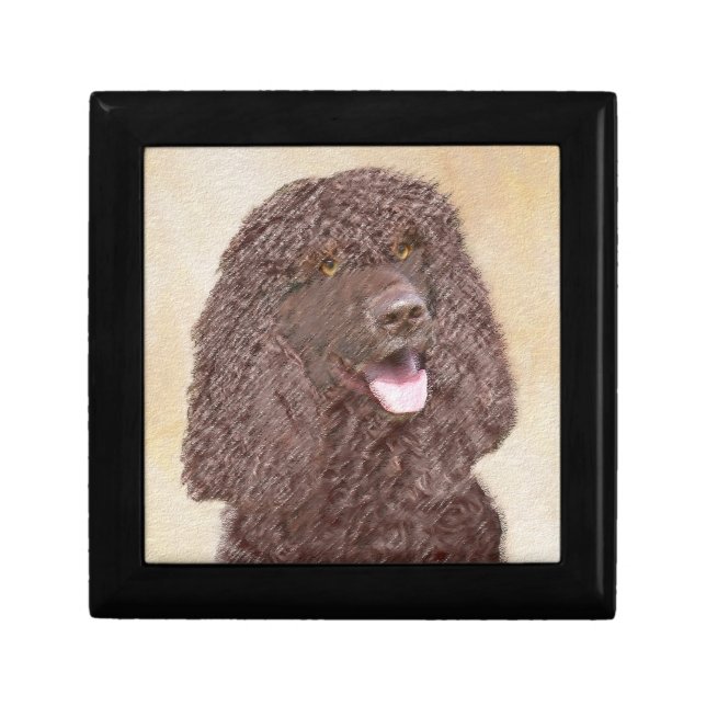 Irish Water Spaniel Painting - Original Dog Art Gift Box (Front)