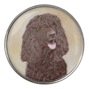 Irish Water Spaniel Painting - Original Dog Art Golf Ball Marker