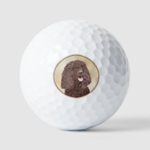 Irish Water Spaniel Painting - Original Dog Art Golf Balls