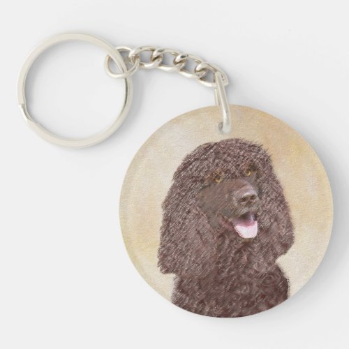 Irish Water Spaniel Painting _ Original Dog Art Keychain